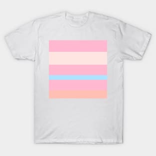 A fine consistency of Fresh Air, Cornflower Blue, Baby Pink, Very Light Pink and Pale Rose stripes. T-Shirt